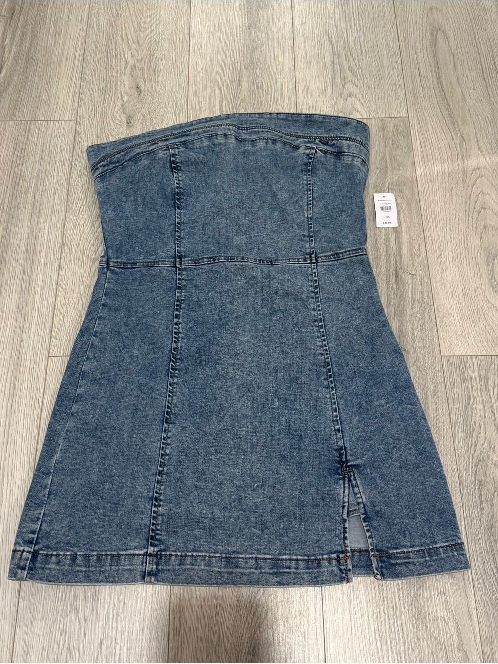 Bluenotes Strapless Denim Mini Dress in Faded Blue
